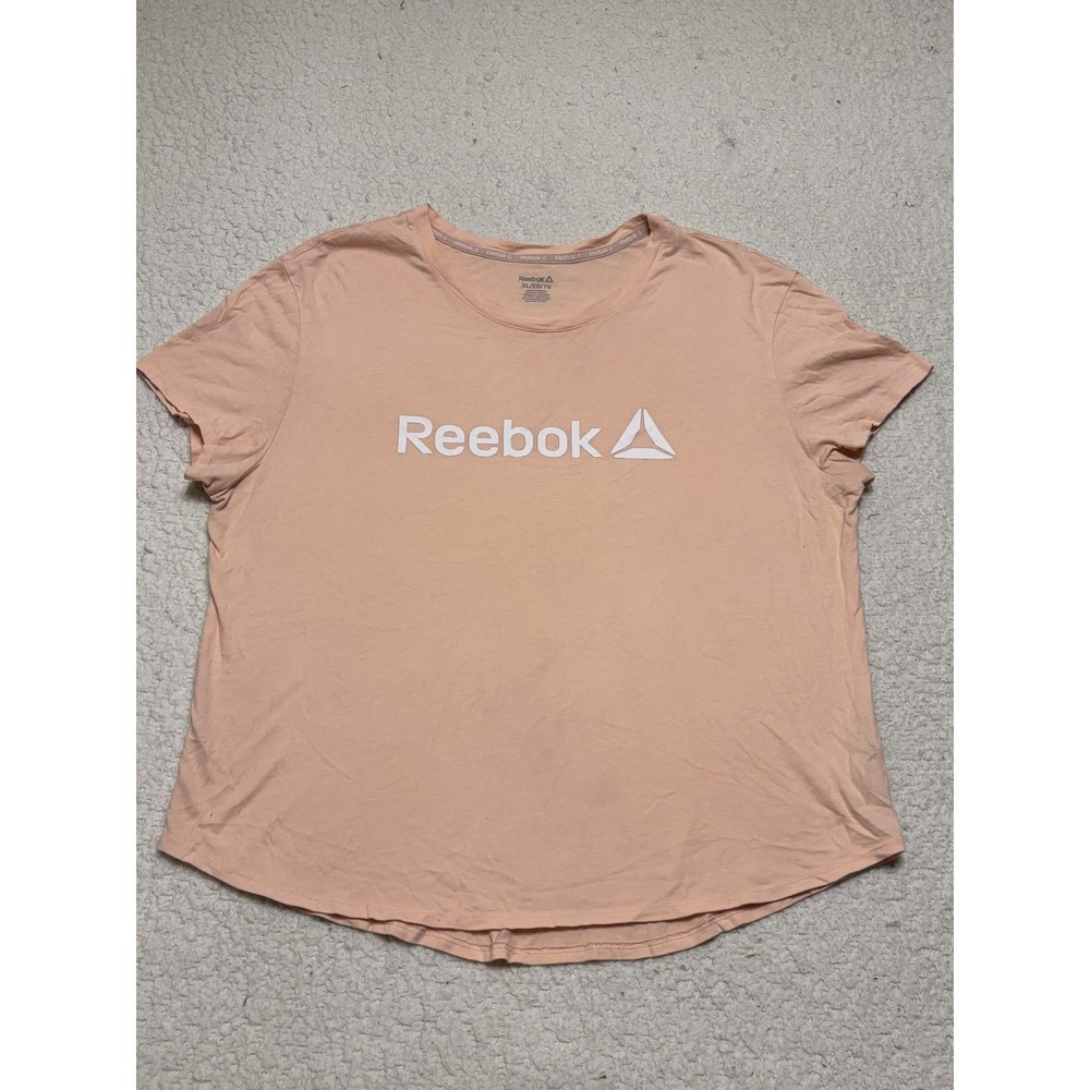 Reebok Womens T-shirt Graphic Tee Size XL Peach Crewneck 60% Cotton, 40% Rayon